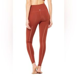 Alo Yoga High Waist Dash Legging, Back Seam, Rust, Size Small